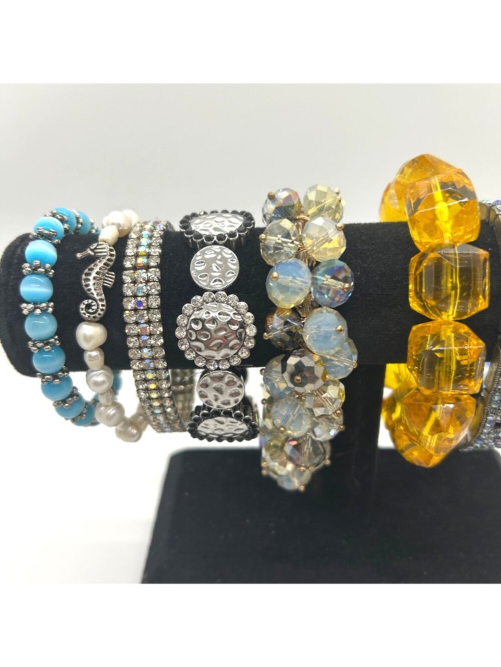 Beaded Stretch Bracelets Lot 10 Rhinestone Boho Stackable Fashion Jewelry - Picture 2 of 16
